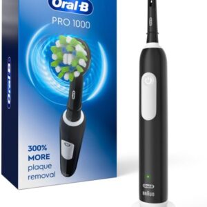 Oral-B Pro 1000 Rechargeable Electric Toothbrush, Black with Pressure Sensor, 3 Modes