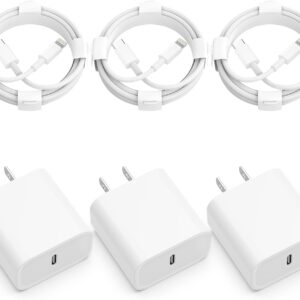 USB C Charger iPhone Charger Fast Charging 3Pack 20W Type C Wall Charger Block with 6FT Long USB C to Lightning Cable Compatible with for iPhone 14Pro/13 Pro/12/12 Pro Max/11/XS Max/XS/XR/X/8