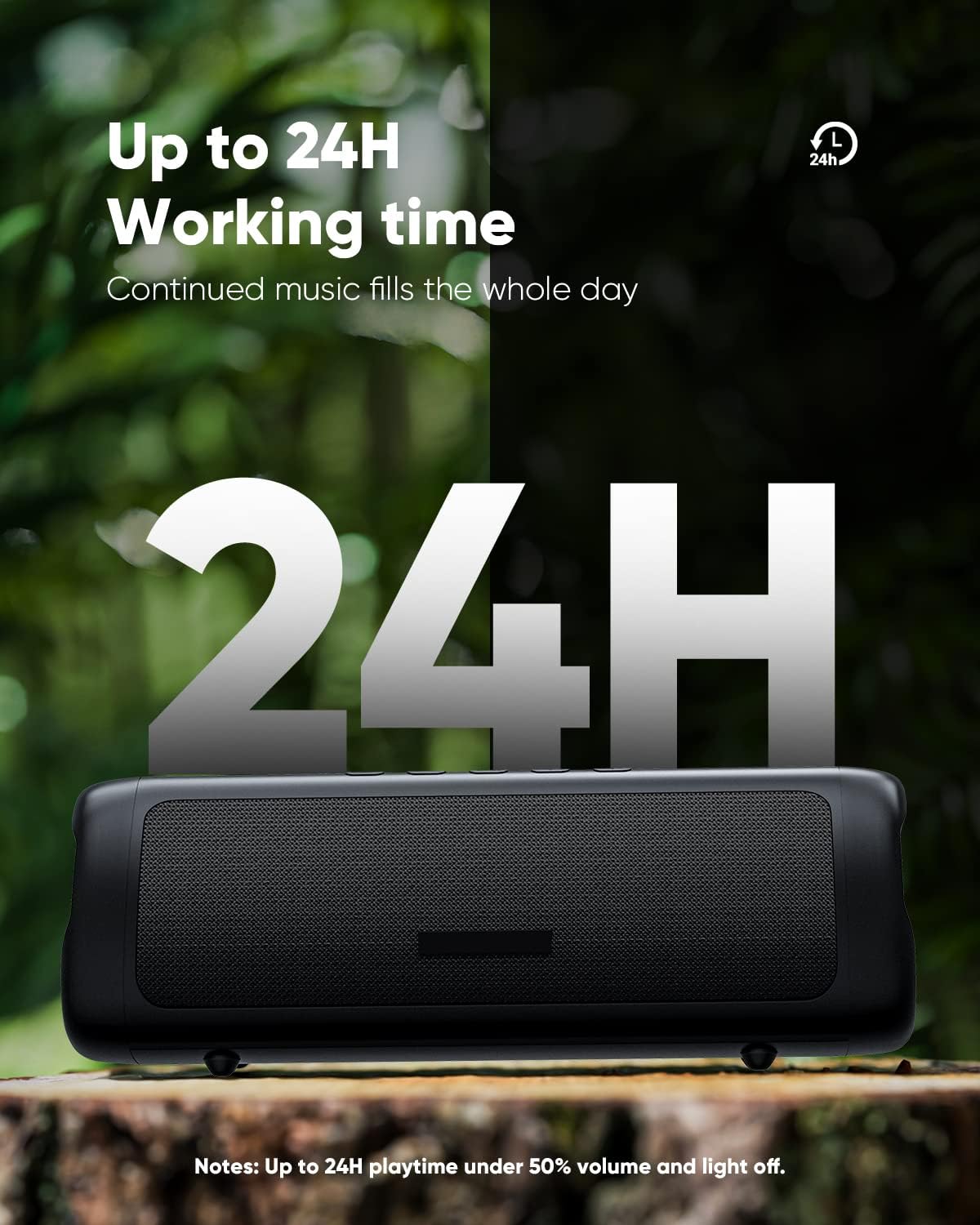 Bluetooth Speaker with HD Sound, Portable Wireless, IPX5 Waterproof, Up to 24H Playtime, TWS Pairing, BT5.3, for Home/Party/Outdoor/Beach, Electronic Gadgets, Birthday Gift (Black) - Image 3