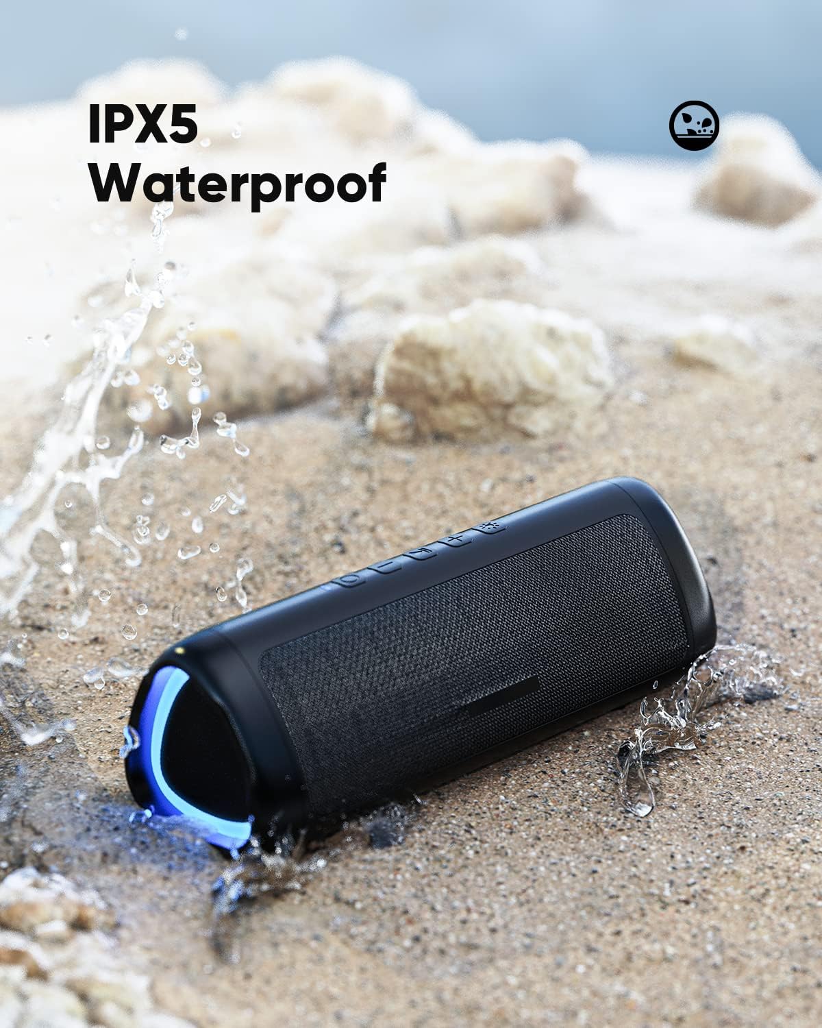 Bluetooth Speaker with HD Sound, Portable Wireless, IPX5 Waterproof, Up to 24H Playtime, TWS Pairing, BT5.3, for Home/Party/Outdoor/Beach, Electronic Gadgets, Birthday Gift (Black) - Image 7