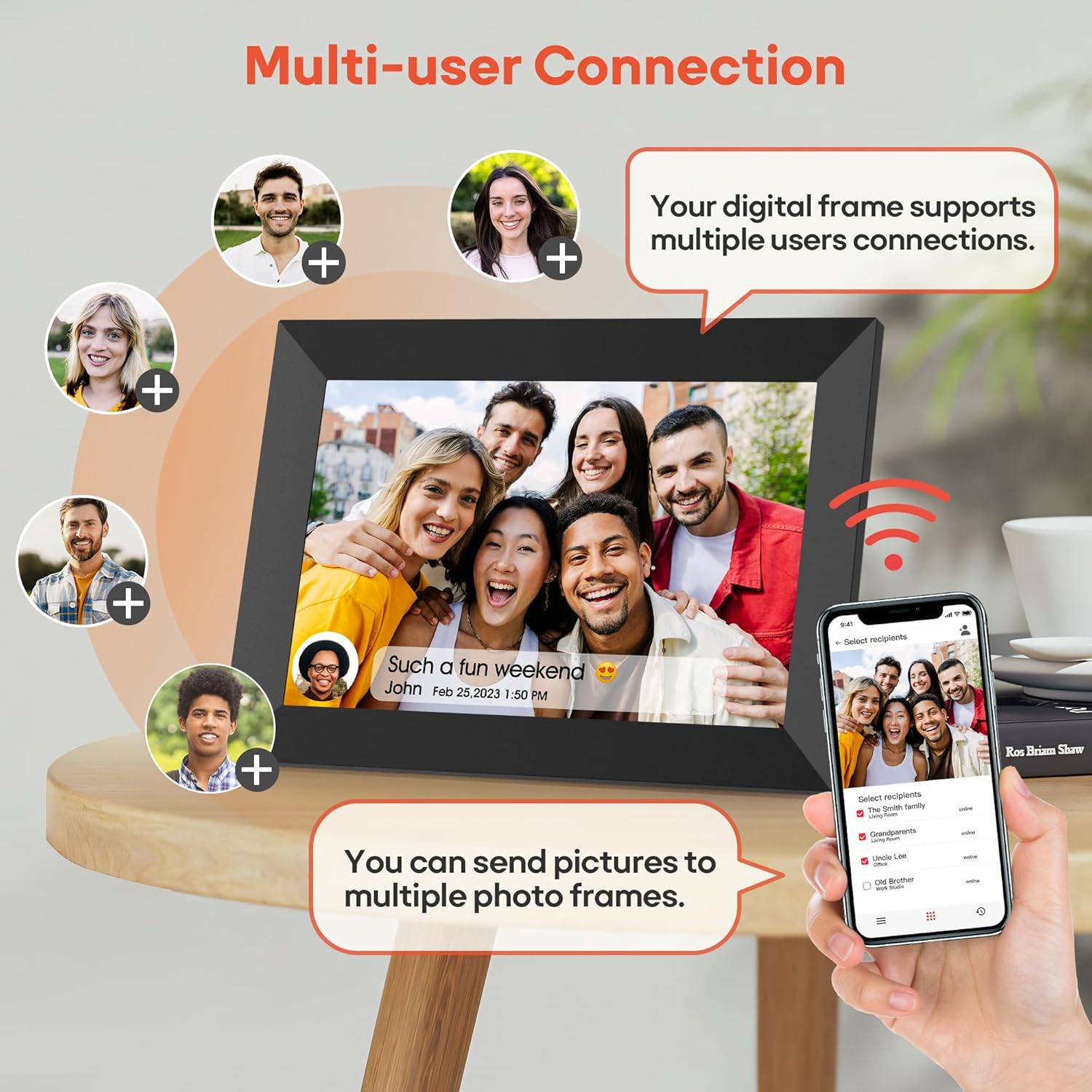 Frameo 10.1 Inch WiFi Digital Picture Frame, 1280x800 HD IPS Touch Screen Photo Frame Electronic, 32GB Memory, Auto-Rotate, Wall Mountable, Share Photos/Videos Instantly via Frameo App from Anywhere - Image 6